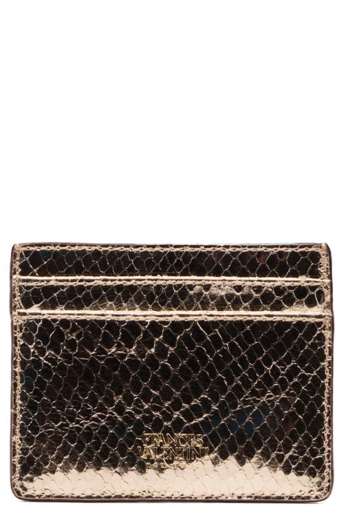 Frances Valentine Snakeskin Embossed Metallic Leather Card Case In Gold