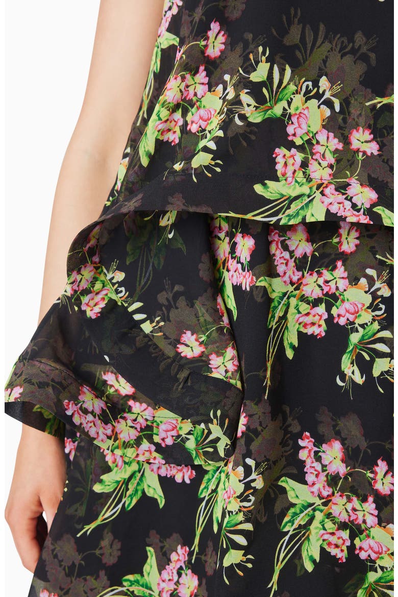 Ula Floral Tiered Georgette Gown, Alternate, color, BLACK MULTI