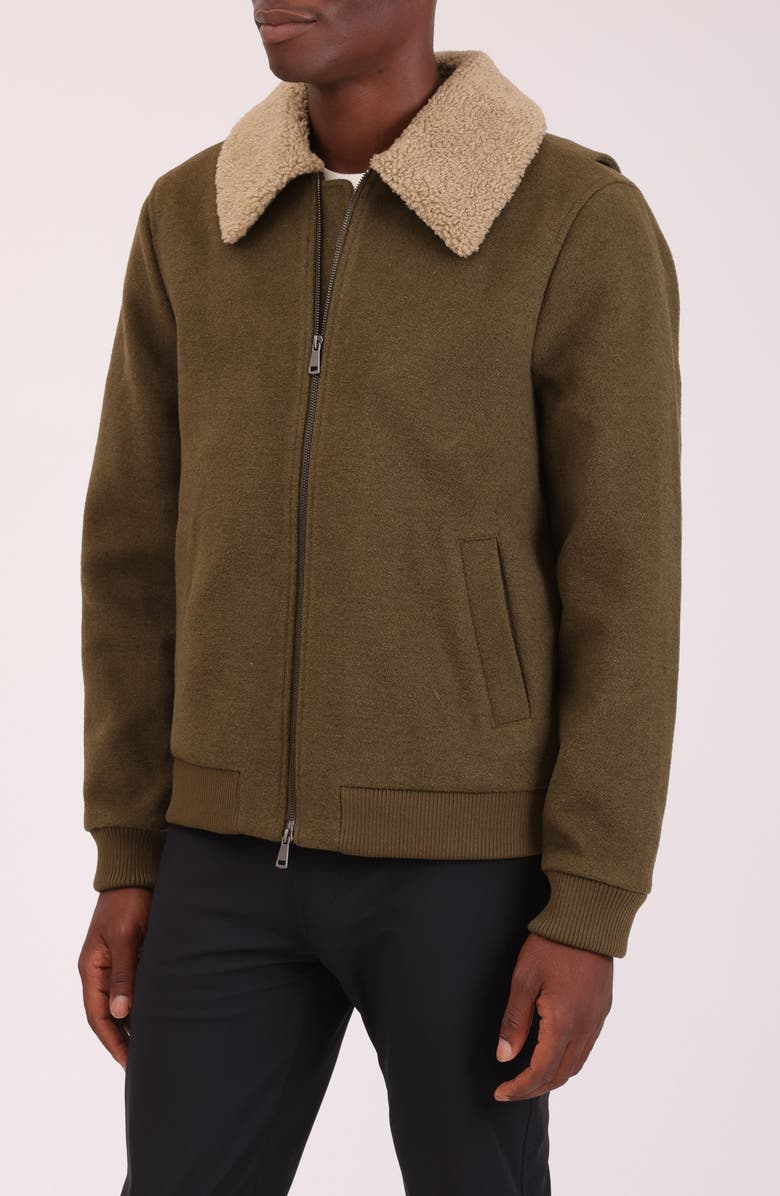 Bagatelle Felted Wool Blend Aviator Jacket, Alternate, color, Olive