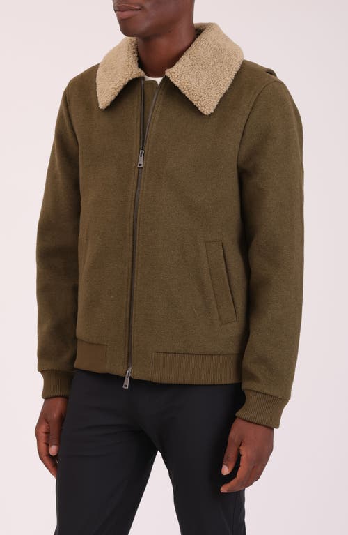 Bagatelle Felted Wool Blend Aviator Jacket In Green