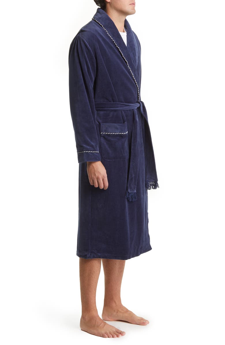 Majestic International Refinery Velour Shawl Collar Robe, Alternate, color, Navy