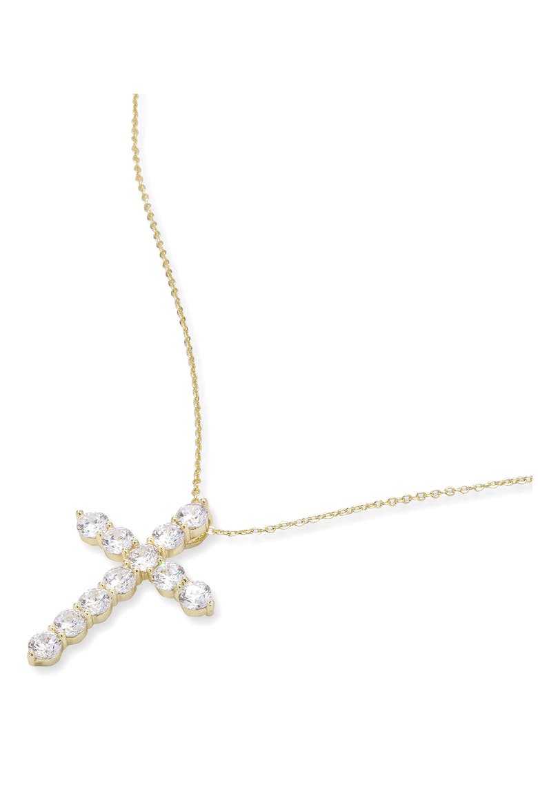 Oh She Fancy Small Cubic Zirconia Cross Pendant Necklace, Alternate, color, GOLD-WHITE