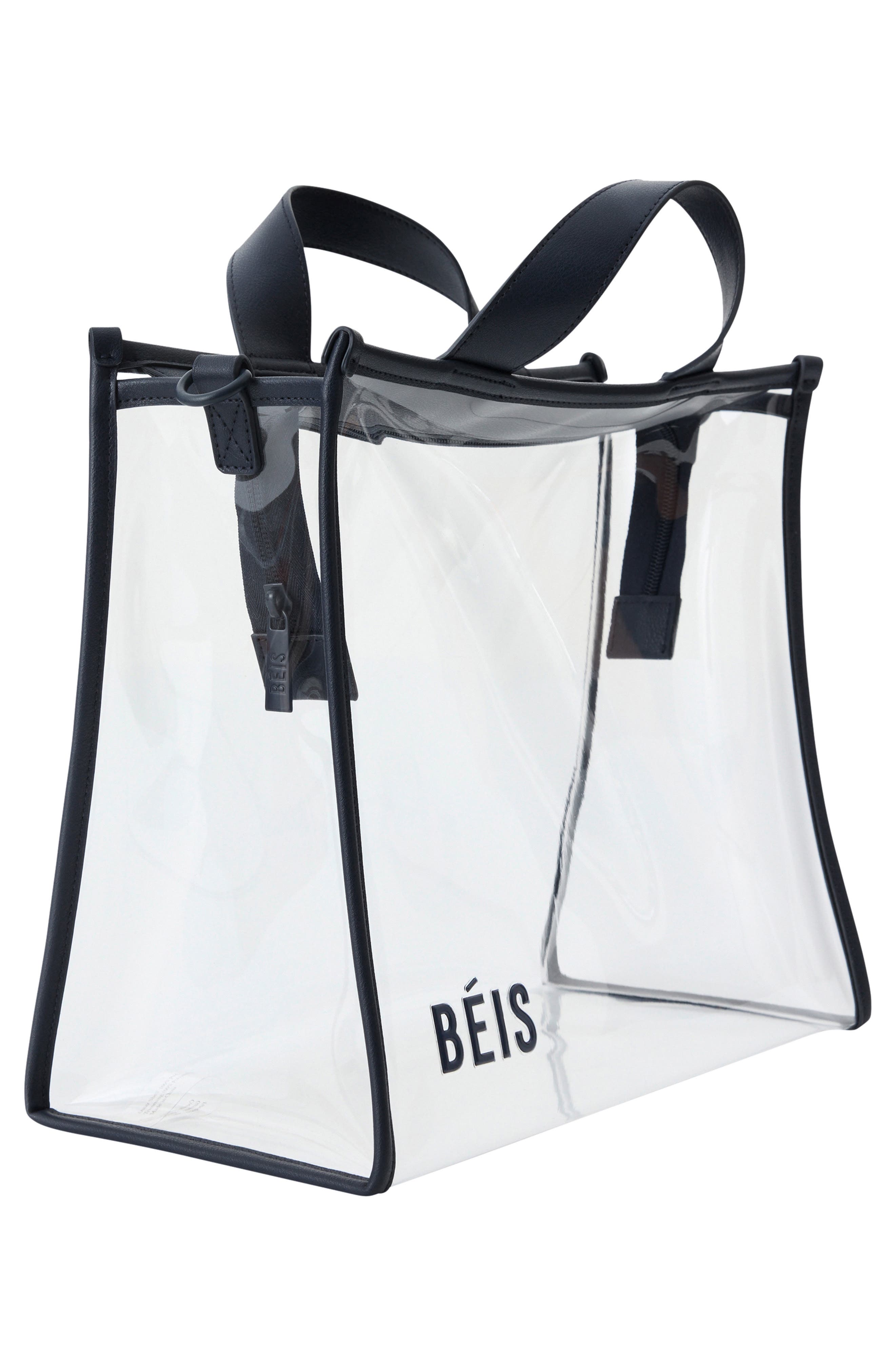Béis The Clear Stadium Tote, Alternate, color, Navy