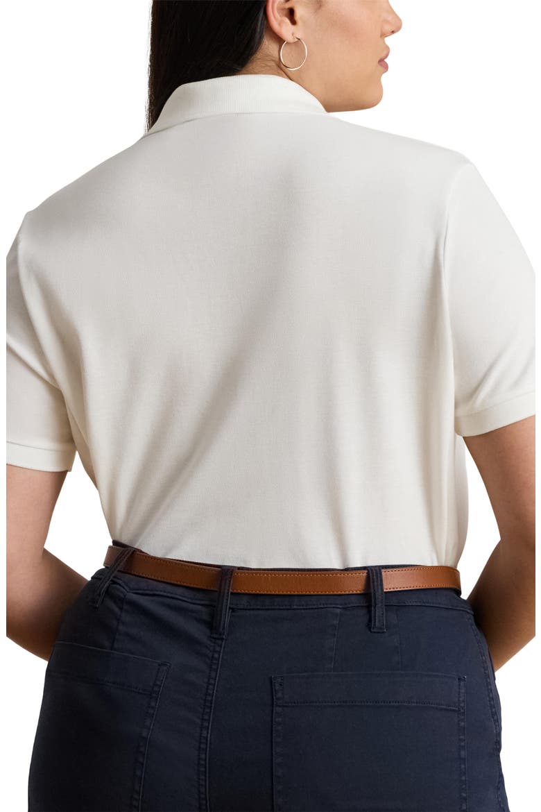 Embroidered Logo Stretch Cotton Piqué Polo Shirt, Alternate, color, WHITE