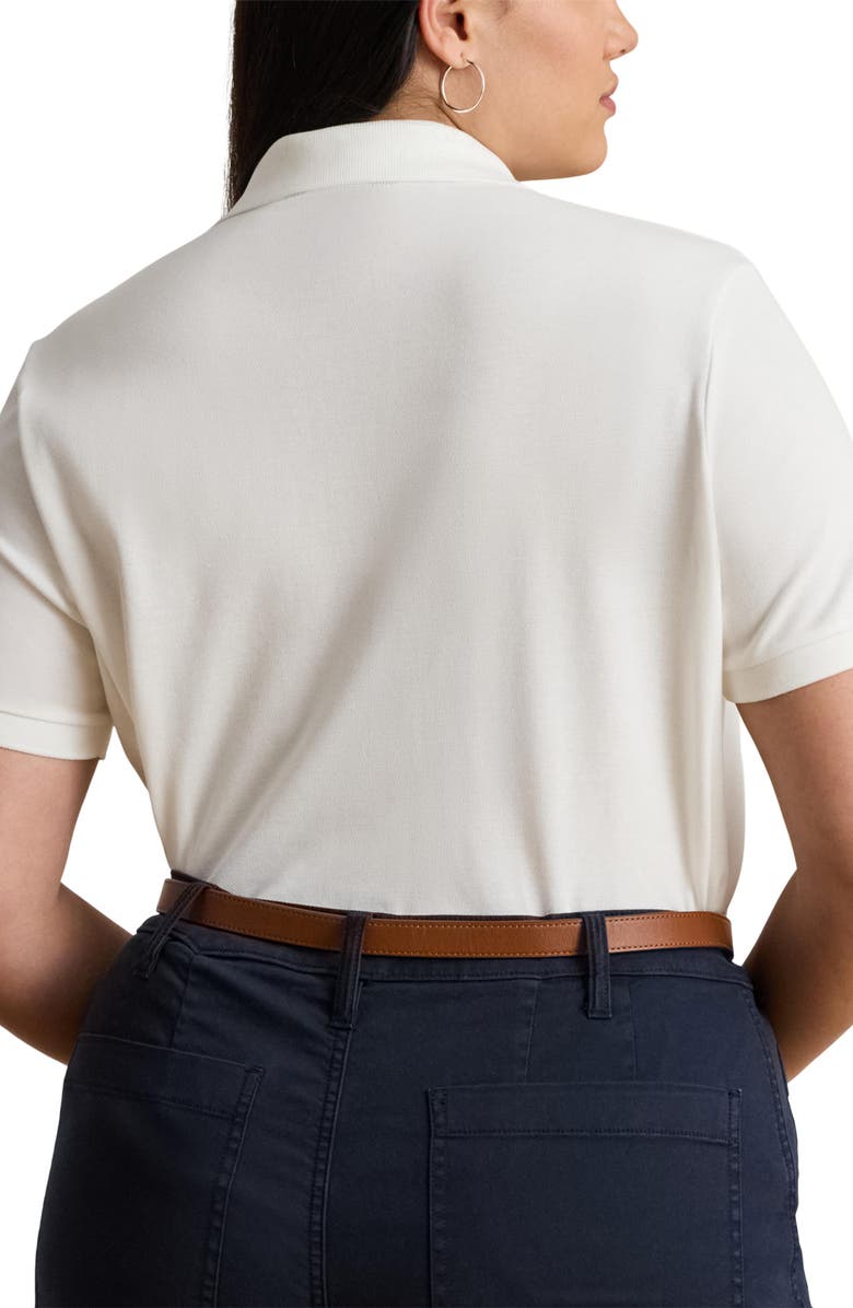 Lauren Ralph Lauren Embroidered Logo Stretch Cotton Piqué Polo Shirt, Alternate, color, White