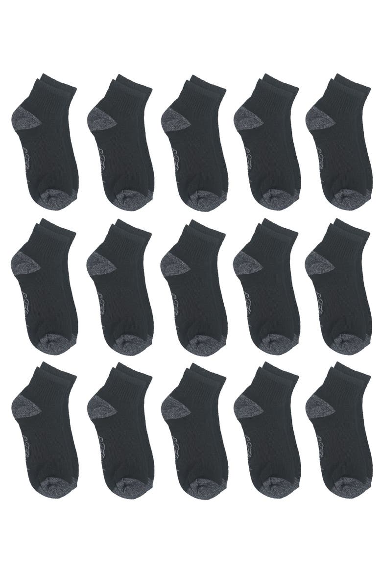 Boys Basic Flat Quarter Sock 15-Pack, Alternate, color, Black