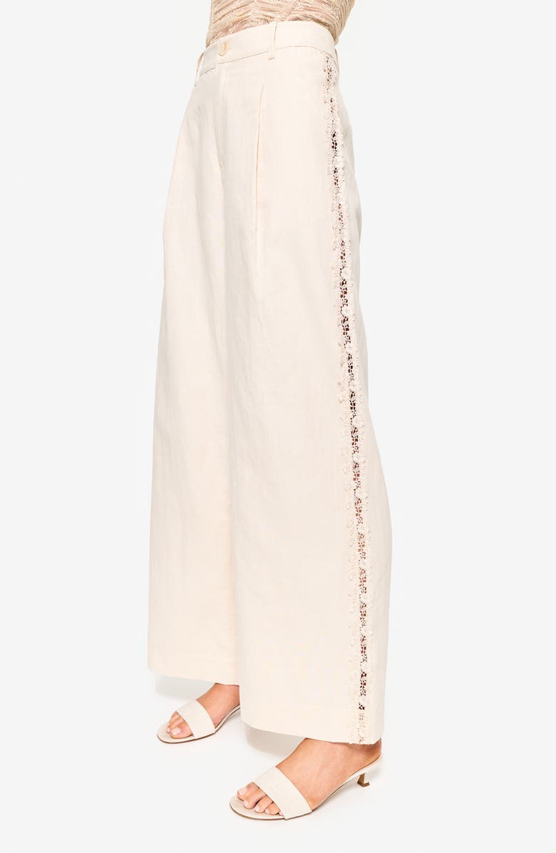 CAMI NYC Lorca Lace Inset Wide Leg Linen & Cotton Pants, Alternate, color, 