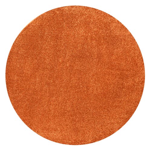 Jonathan Y Haze Solid Low-pile Round Area Rug In Coral-orange