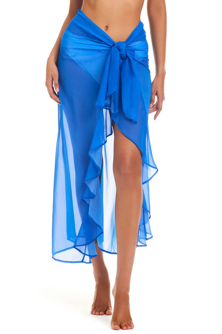 Solid Ruffle Cover-Up Pareo, Main, color, AEGEAN BLEU