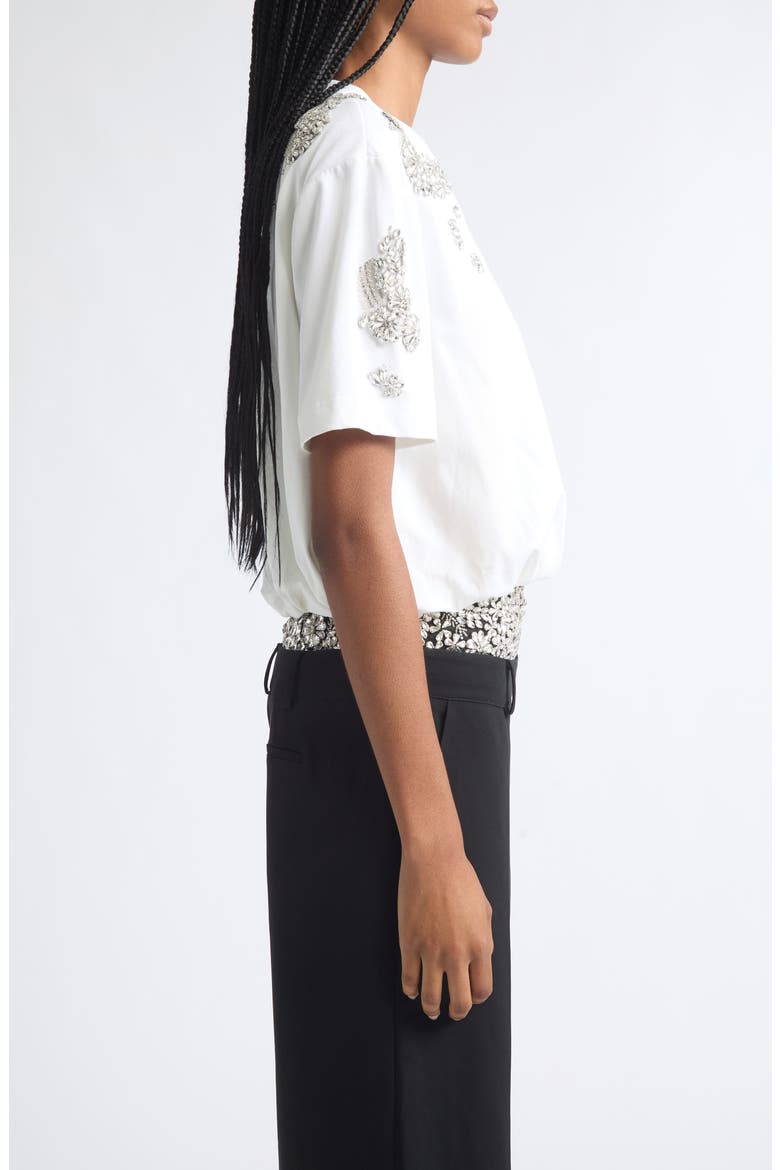Davini Crystal Ivy Bubble Hem Top, Alternate, color, WHITE