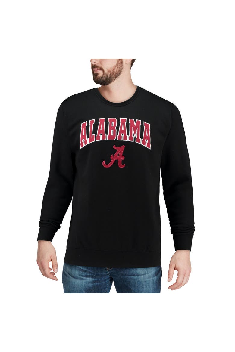 Men's Colosseum Black Alabama Crimson Tide Arch & Logo Crew Neck Sweatshirt, Alternate, color, Black