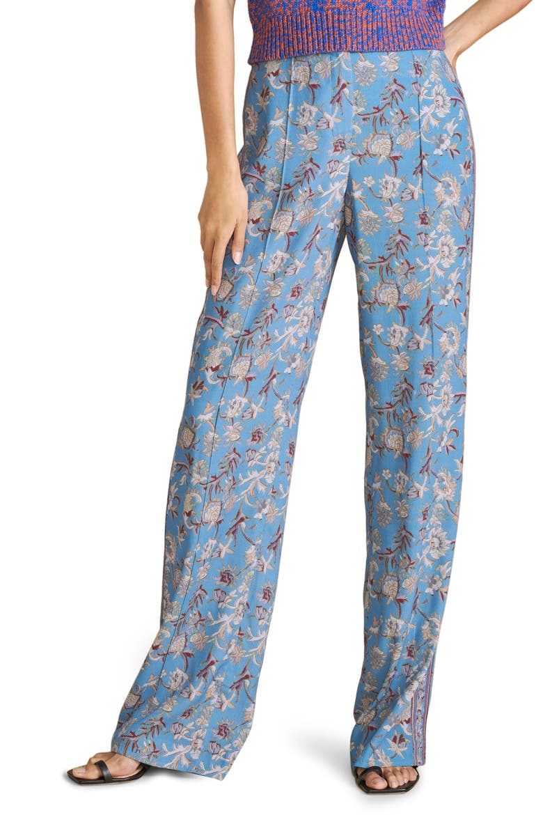 Pomeline Floral Wide Leg Pants, Main, color, CORNFLOWER