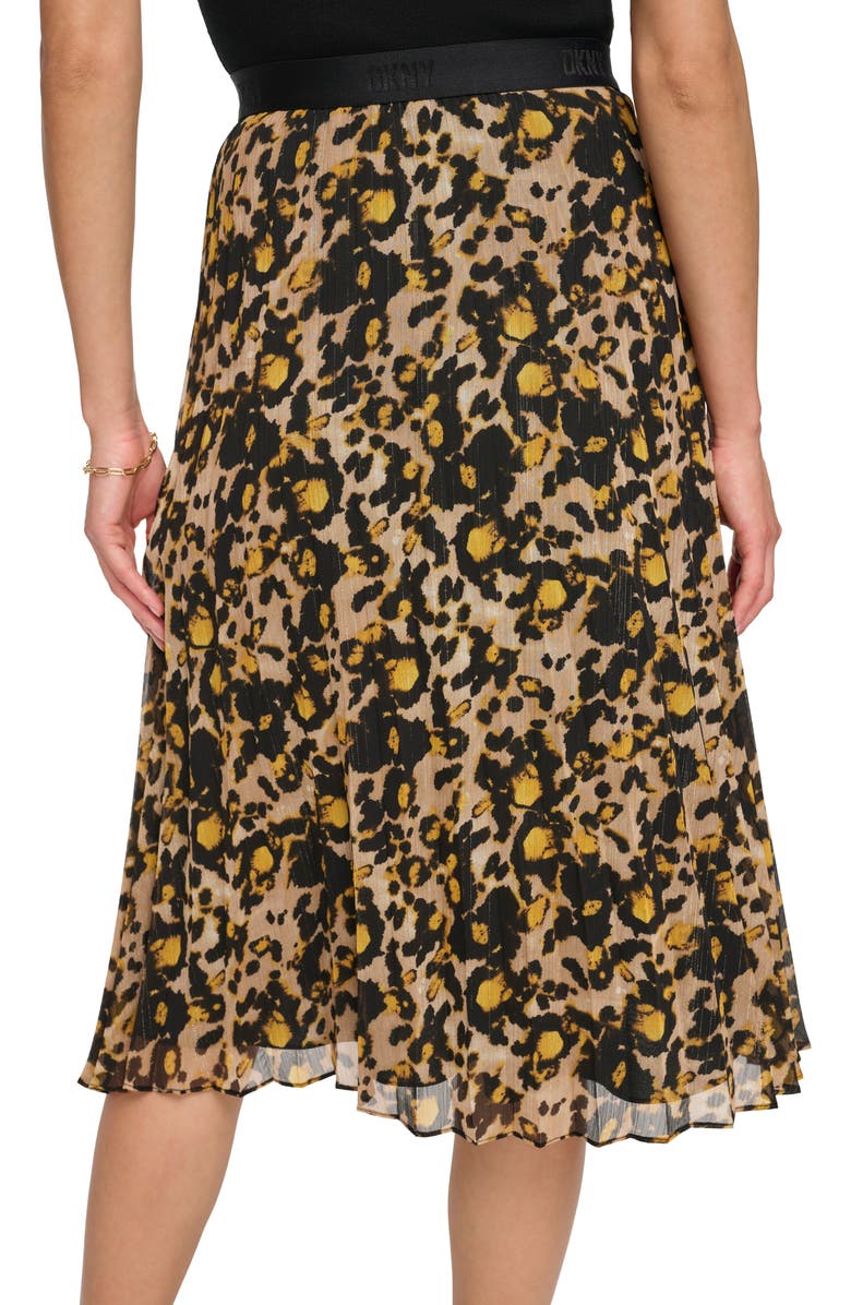 DKNY Leopard Print Metallic Pull-On Skirt, Alternate, color, 