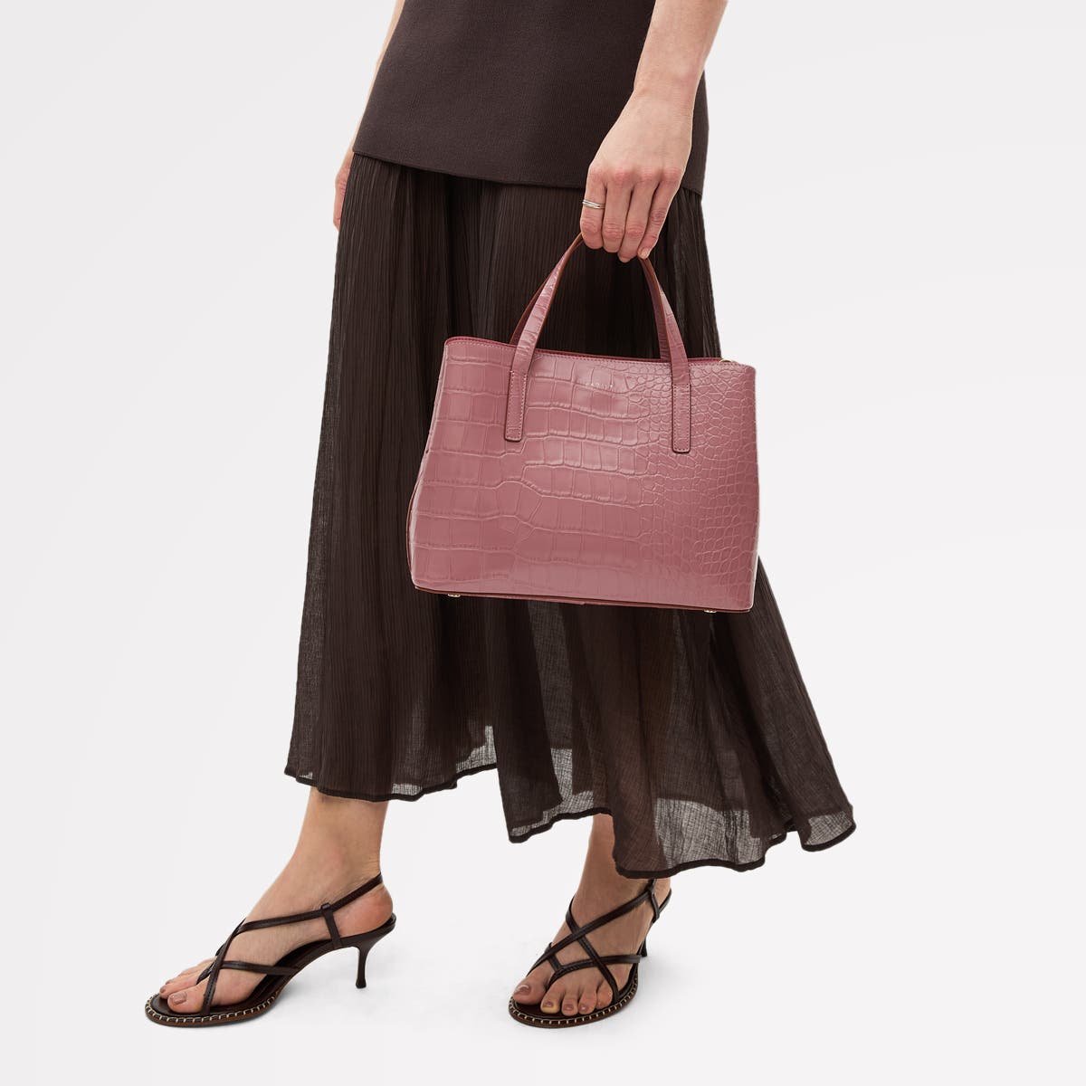 Radley Dukes Place - Faux Croc Medium Ziptop Satchel Bag, Alternate, color, French Rose