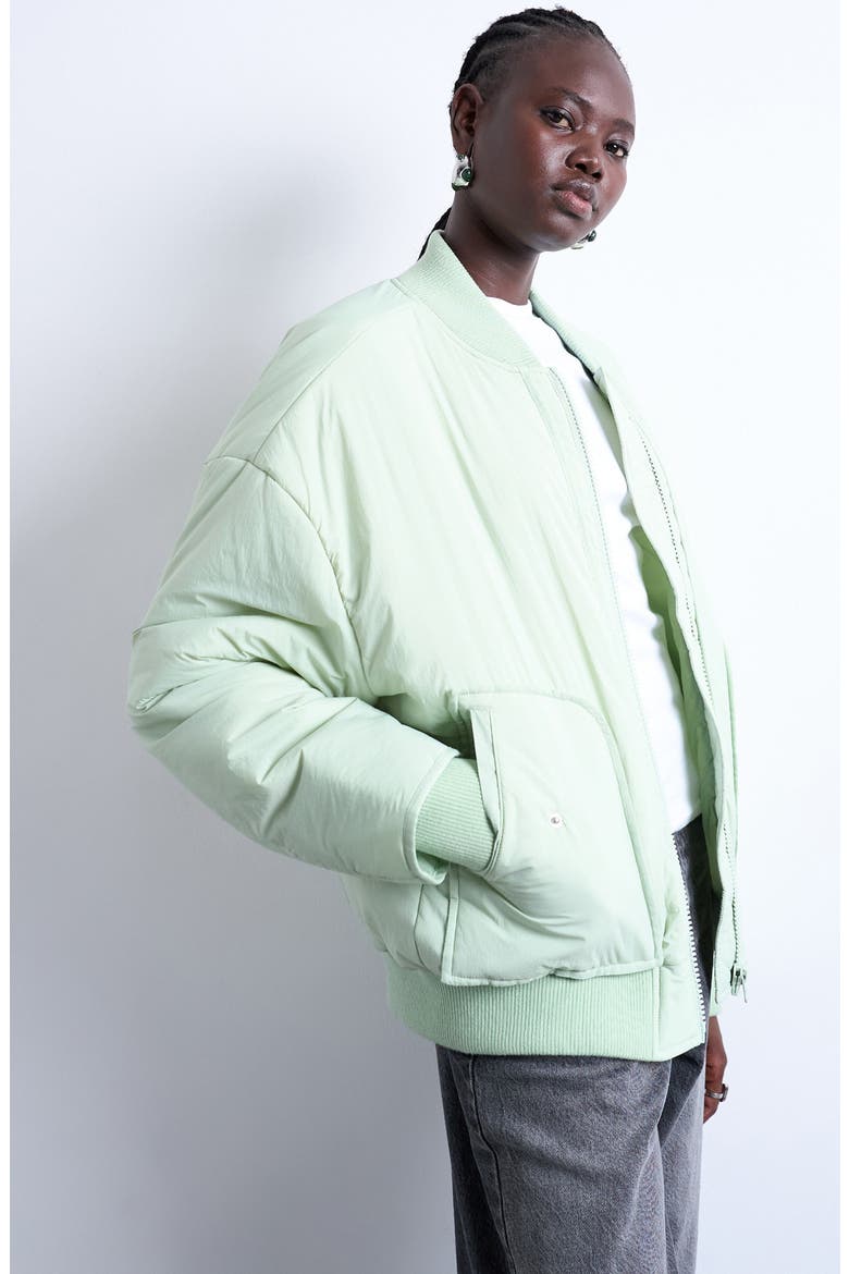 Techy Bomber Jacket, Main, color, LIGHT GREEN
