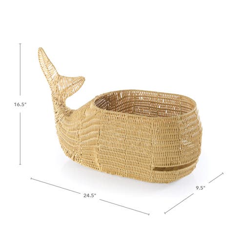 Kaplan Early Learning Company Whale Washable Wicker Floor Basket In Brown