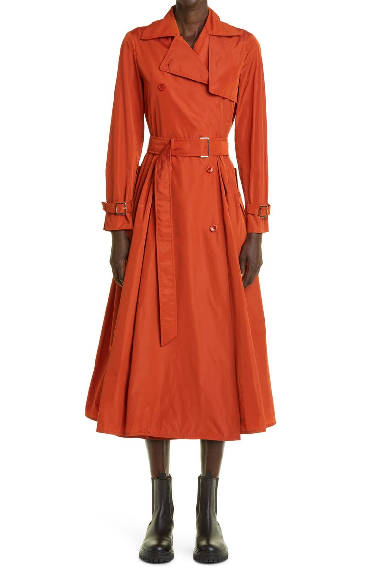 Tubinga Double Breasted Taffeta Coat, Main, color, ORANGE
