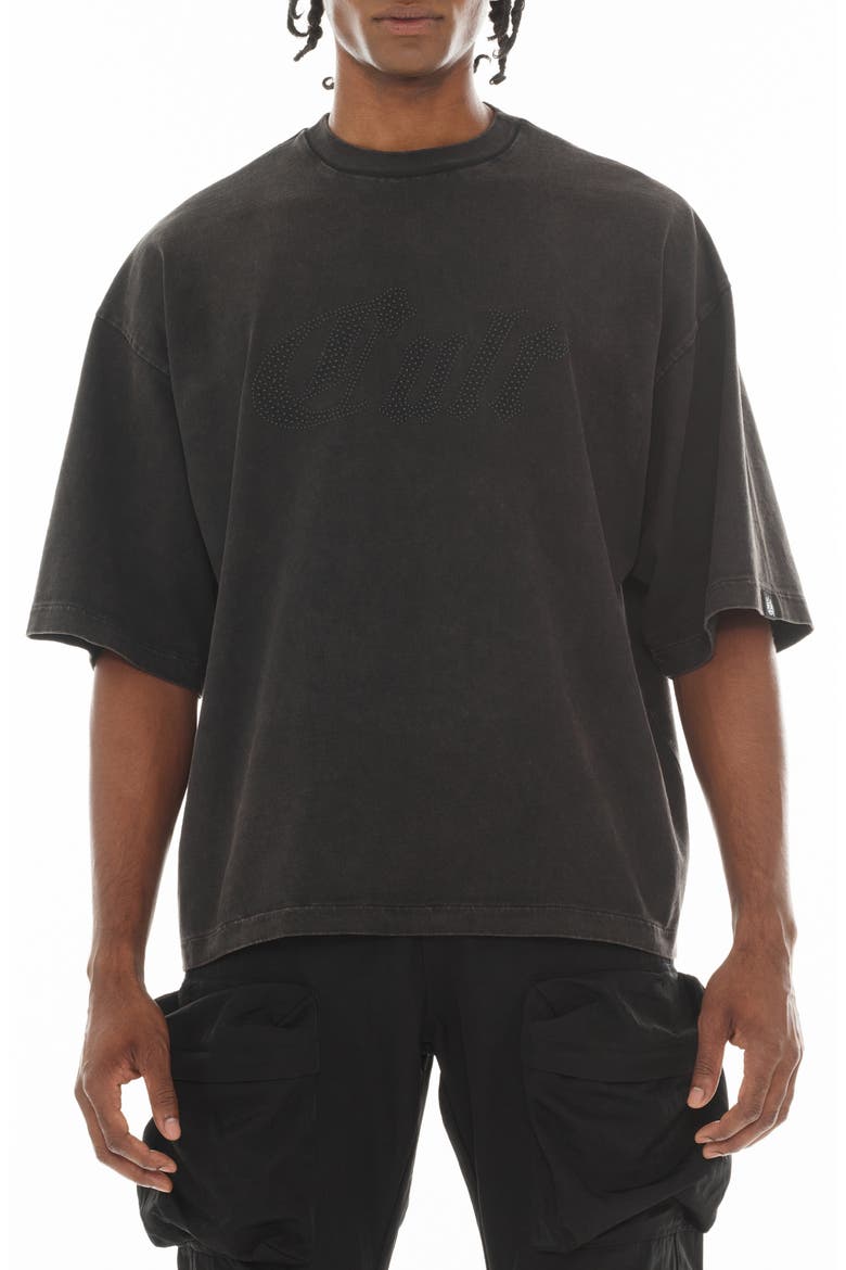 Metal Logo Oversize T-Shirt, Main, color, VINTAGE CHARCOAL