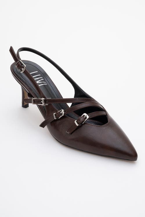 Prologue Shoes Magra Pointed-toe Slingback Stiletto In Brown