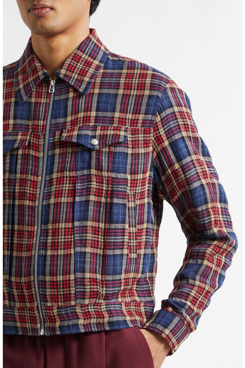 Terrence Plaid Trucker Jacket, Alternate, color, RED CHECK