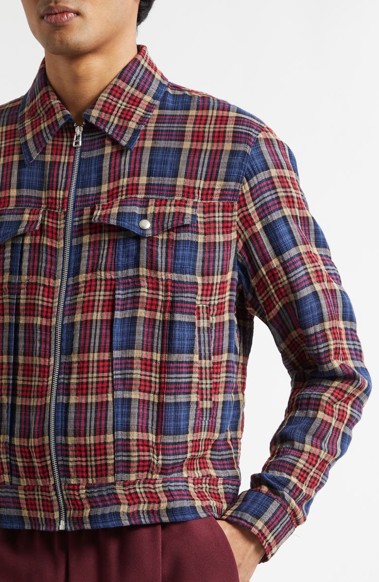 STOCKHOLM SURFBOARD CLUB Terrence Plaid Trucker Jacket, Alternate, color, Red Check