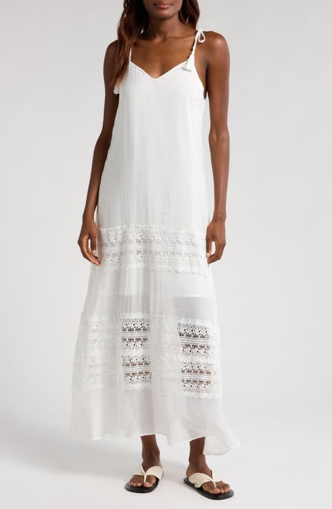 Lace Tie Strap Cover-Up Maxi Dress