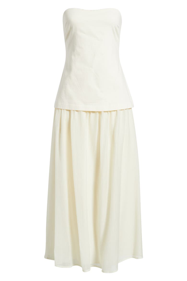 Strapless Mixed Media Maxi Dress, Alternate, color, CREAM