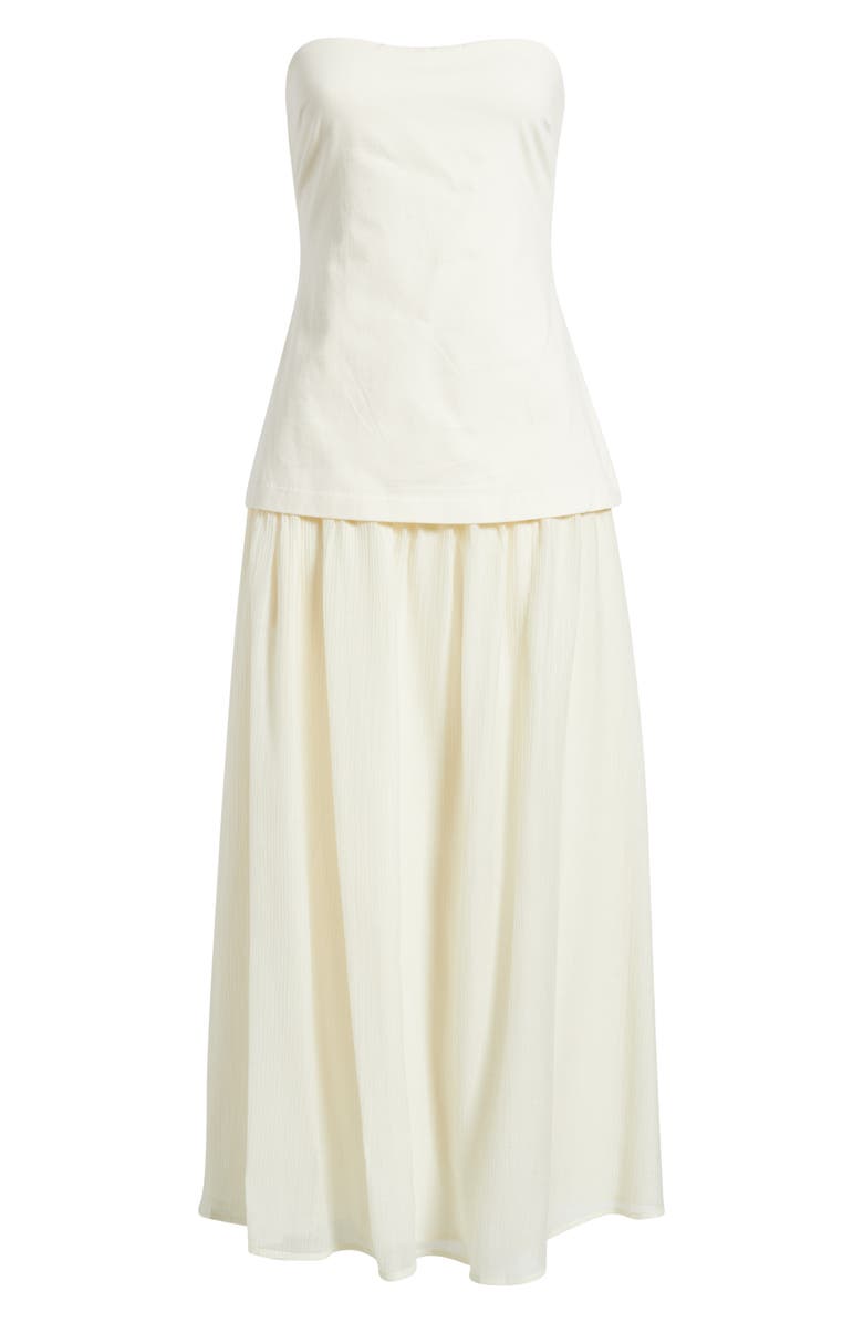MOON RIVER Strapless Mixed Media Maxi Dress, Alternate, color, Cream