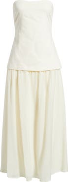 MOON RIVER Strapless Mixed Media Maxi Dress