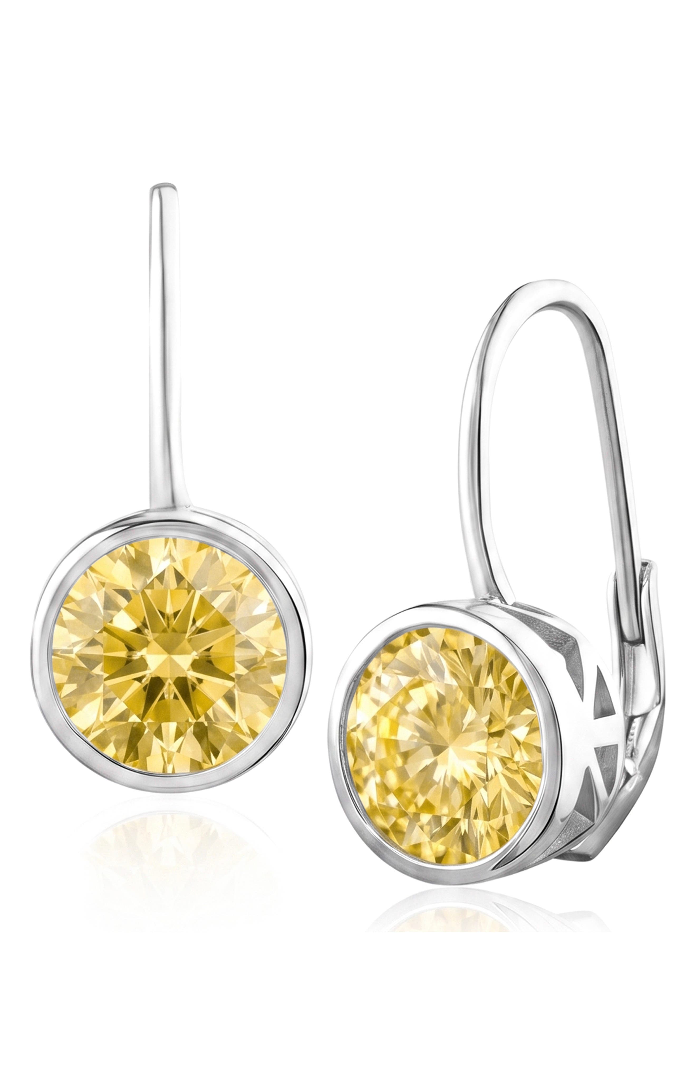 5.00ctw Round Bezel Cubic Zirconia Drop Earrings