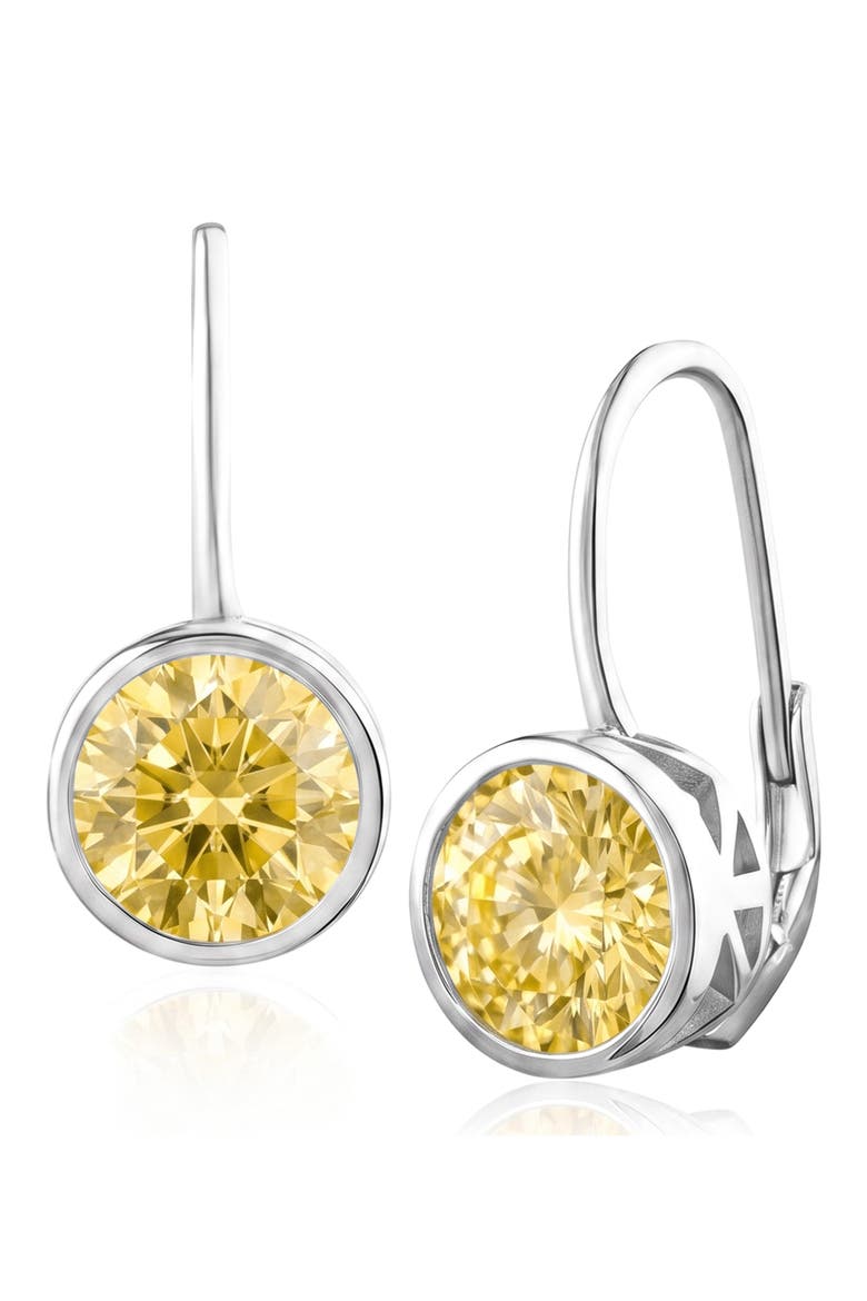 5.00ctw Round Bezel Cubic Zirconia Drop Earrings, Main, color, CITRINE/ SILVER