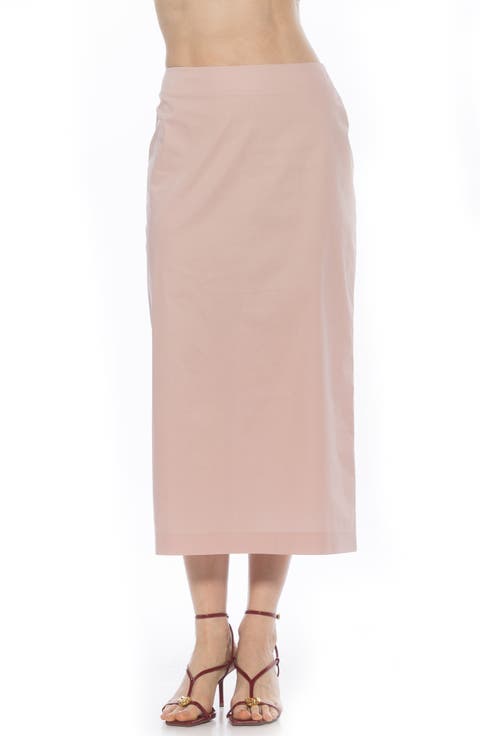 Ginni Stretch Cotton Midi Skirt