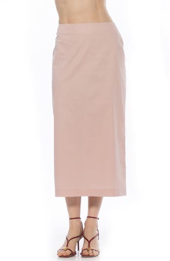 Alexia Admor Ginni Stretch Cotton Midi Skirt In Pink