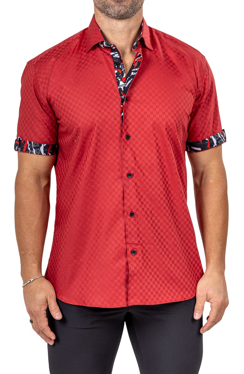 Maceoo Galileo Marthy Short Sleeve Cotton Button-Up Shirt, Alternate, color, 