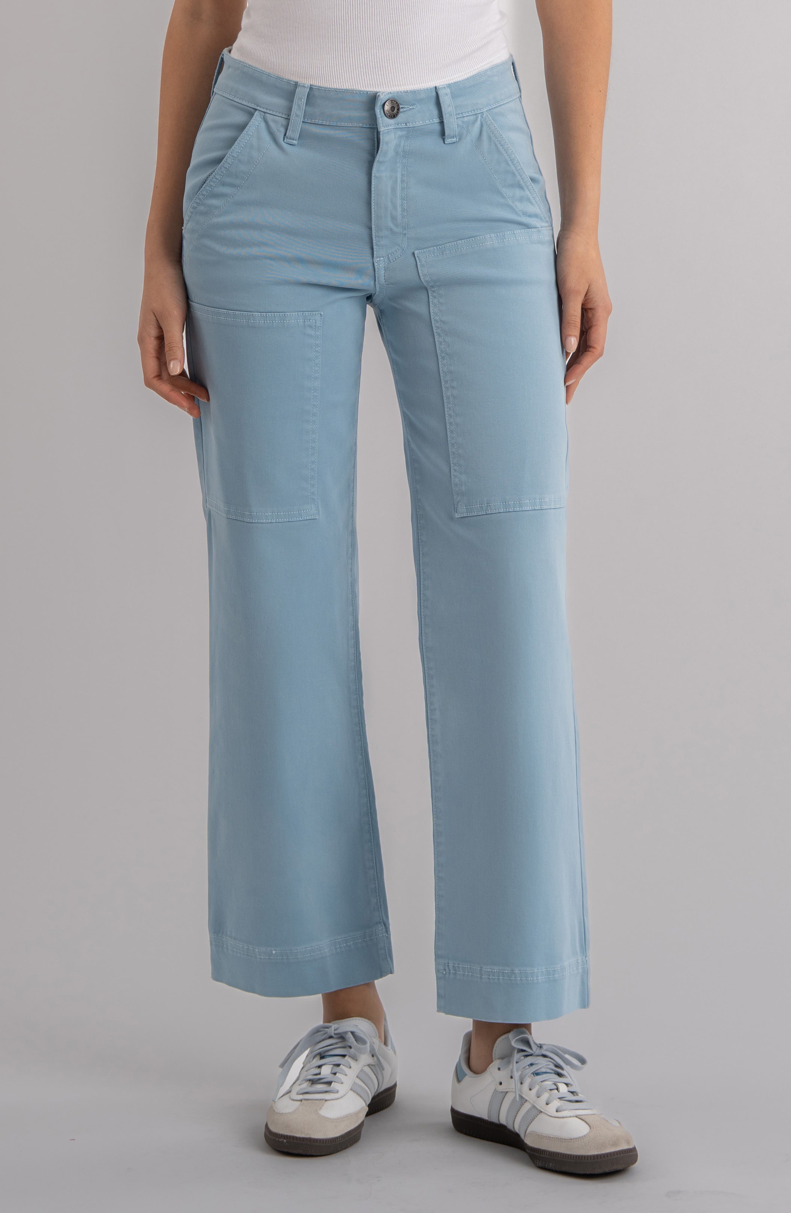 High Waist Ankle Wide Leg Utility Pants
