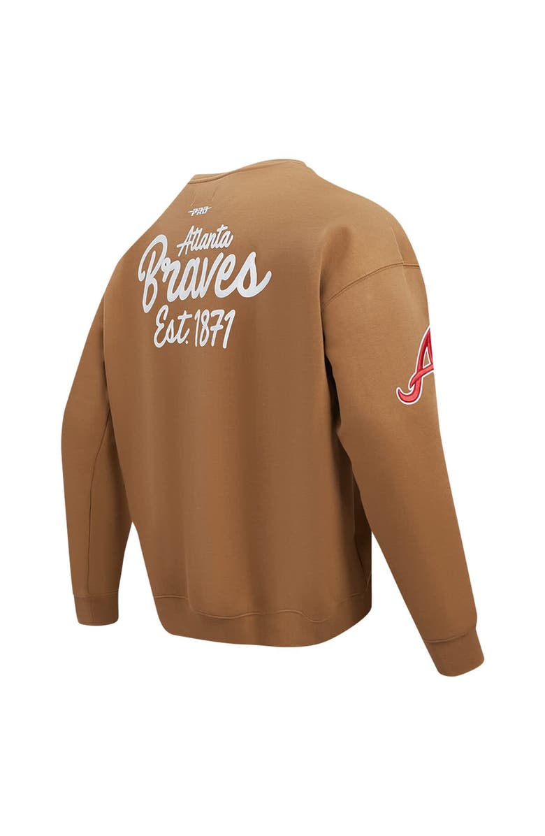 PRO STANDARD Men's Pro Standard Brown Atlanta Braves Paint The City Dropped Shoulder Pullover Sweatshirt, Alternate, color, 