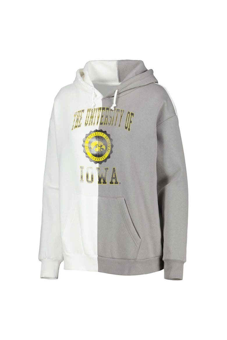 Women's Gameday Couture Gray/White Iowa Hawkeyes Split Pullover Hoodie, Alternate, color, White