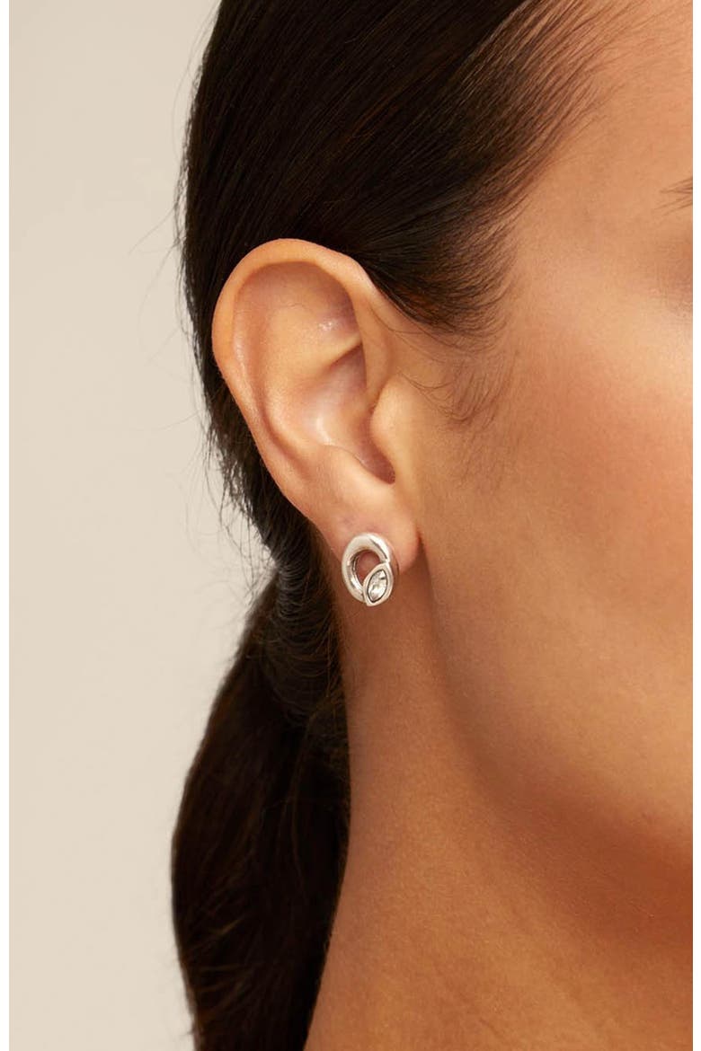 Oval Crystal Stud Earrings, Alternate, color, Silver
