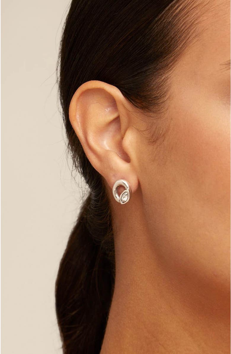 UNODE50 Oval Crystal Stud Earrings, Alternate, color, Silver