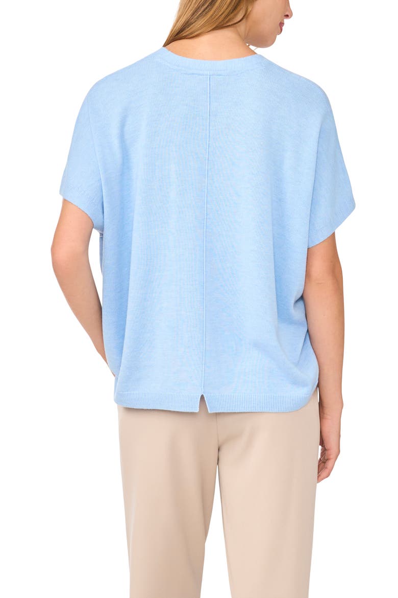 V-Neck Short Sleeve Boxy Sweater, Alternate, color, SWEET BLUE