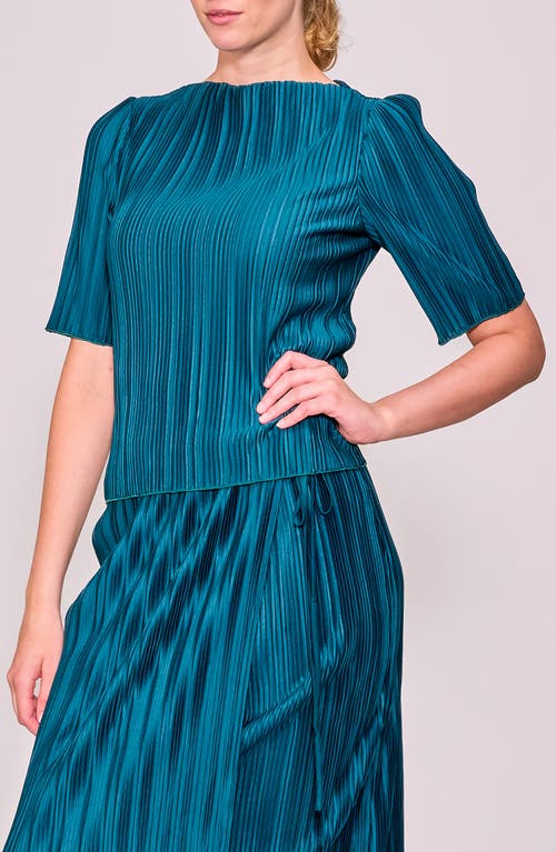 Melloday Elbow Sleeve Plissé Top In Blue