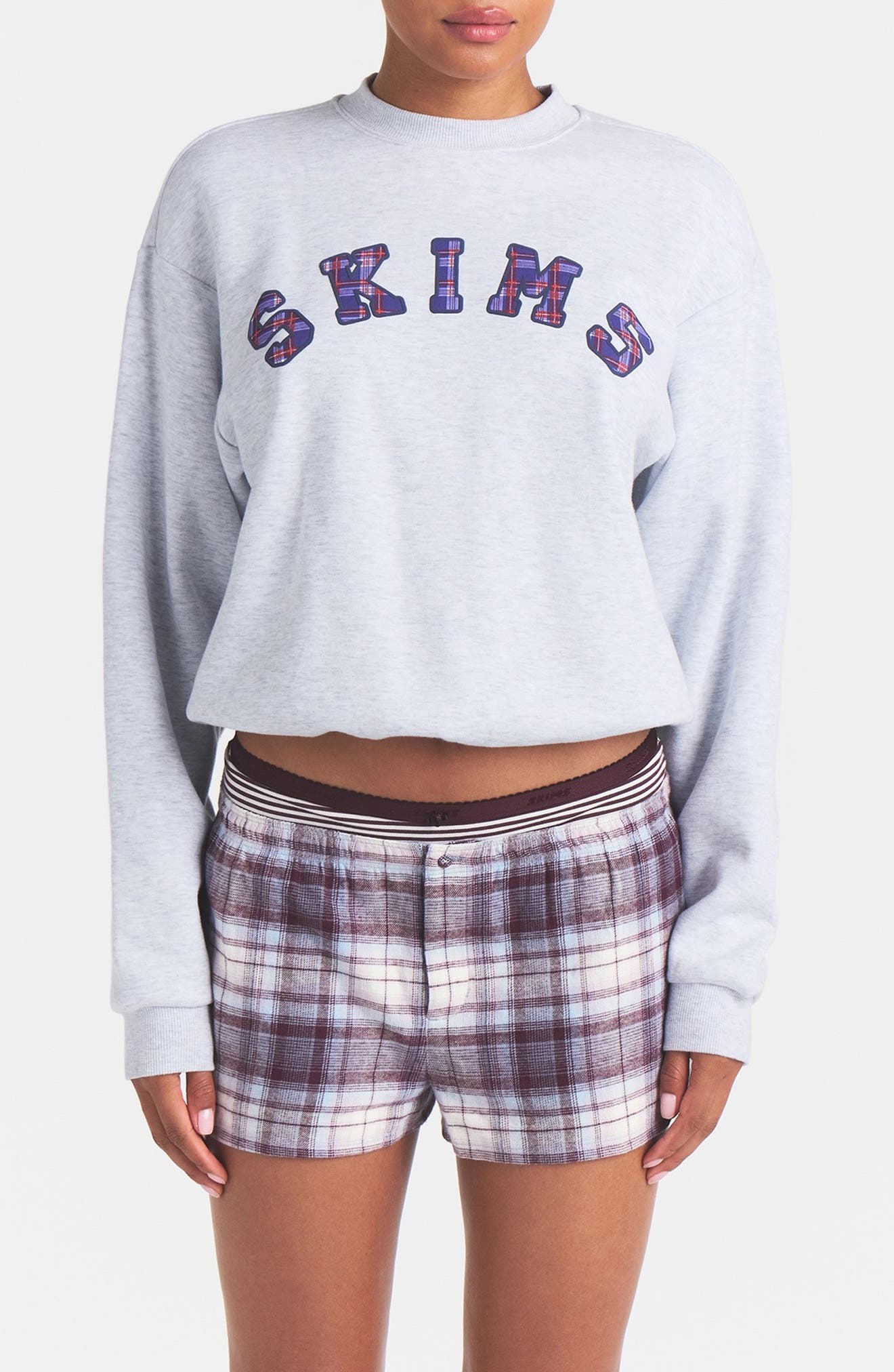 selected HEATHERGREY/ARCHED SKIMS PLAID