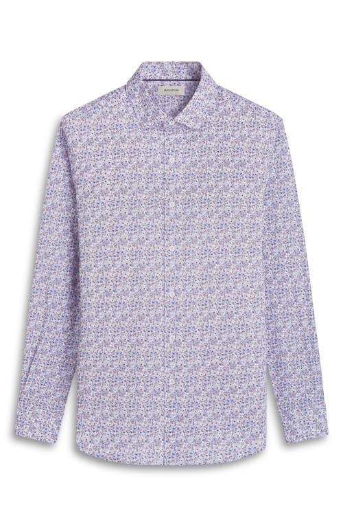 Bugatchi Axel Abstract Floral Shaped Fit Stretch Cotton Button-up Shirt In Almond