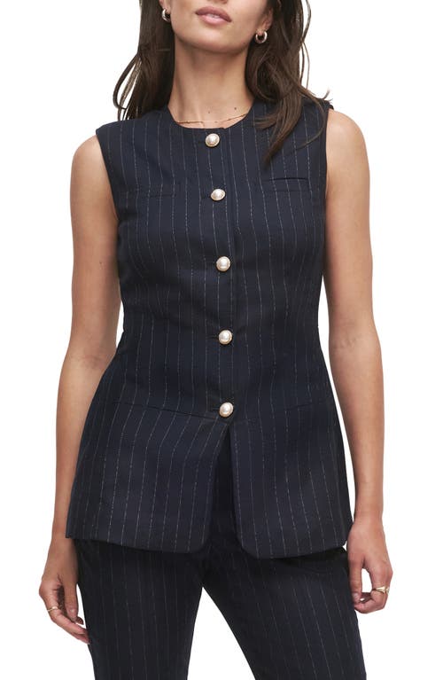 Favorite Daughter The Clocking In Pinstripe Button-up Blouse In Blue