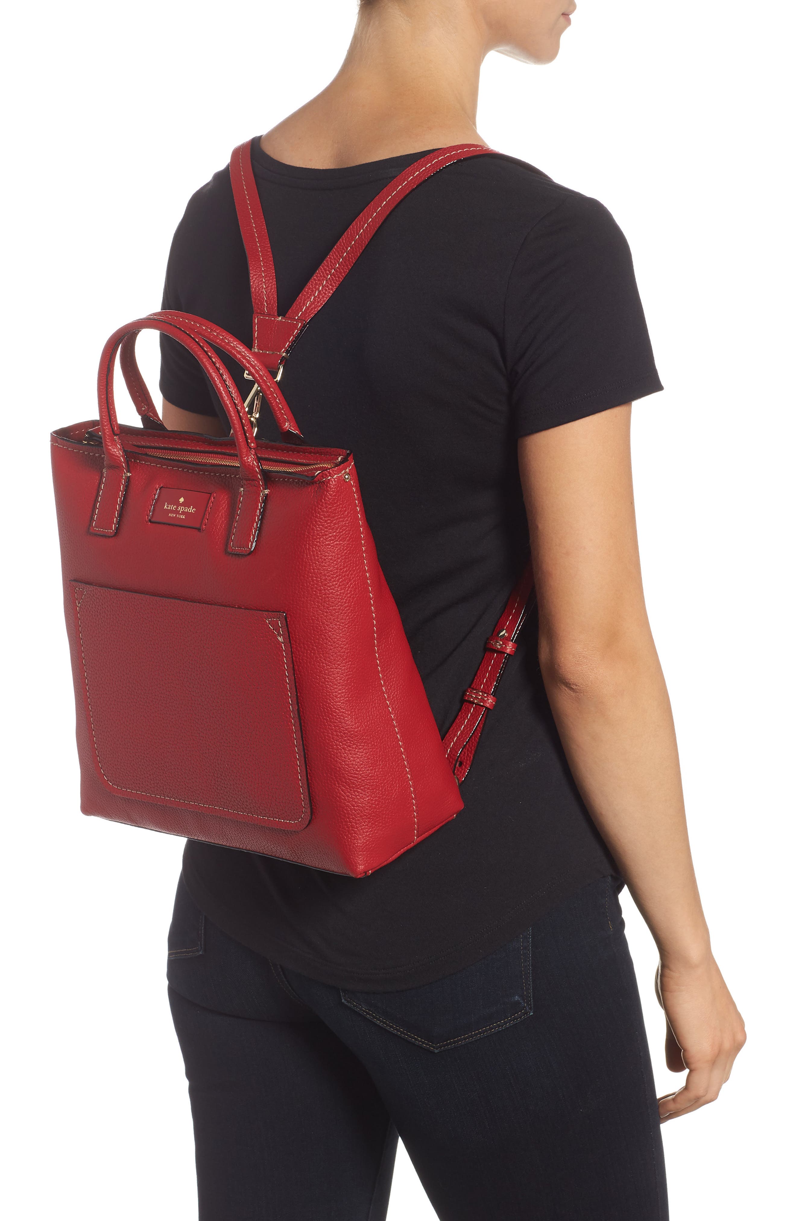 Kate Spade New York maple street - kenzie leather convertible backpack, Alternate, color, 