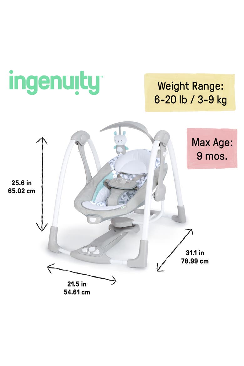ConvertMe 2-in-1 Compact Portable Baby Swing 2 Infant Seat, Alternate, color, Grey