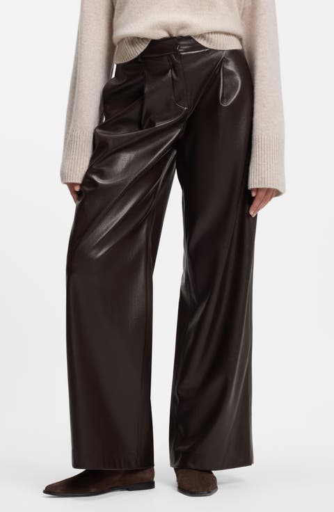Faux Leather Wide Leg Pants