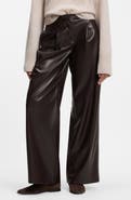 BOSS Faux Leather Wide Leg Pants