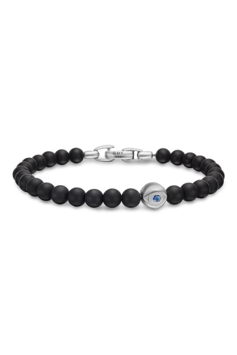Evil Eye Black Onyx & Sapphire Bracelet, Main, color, STERLING SILVER