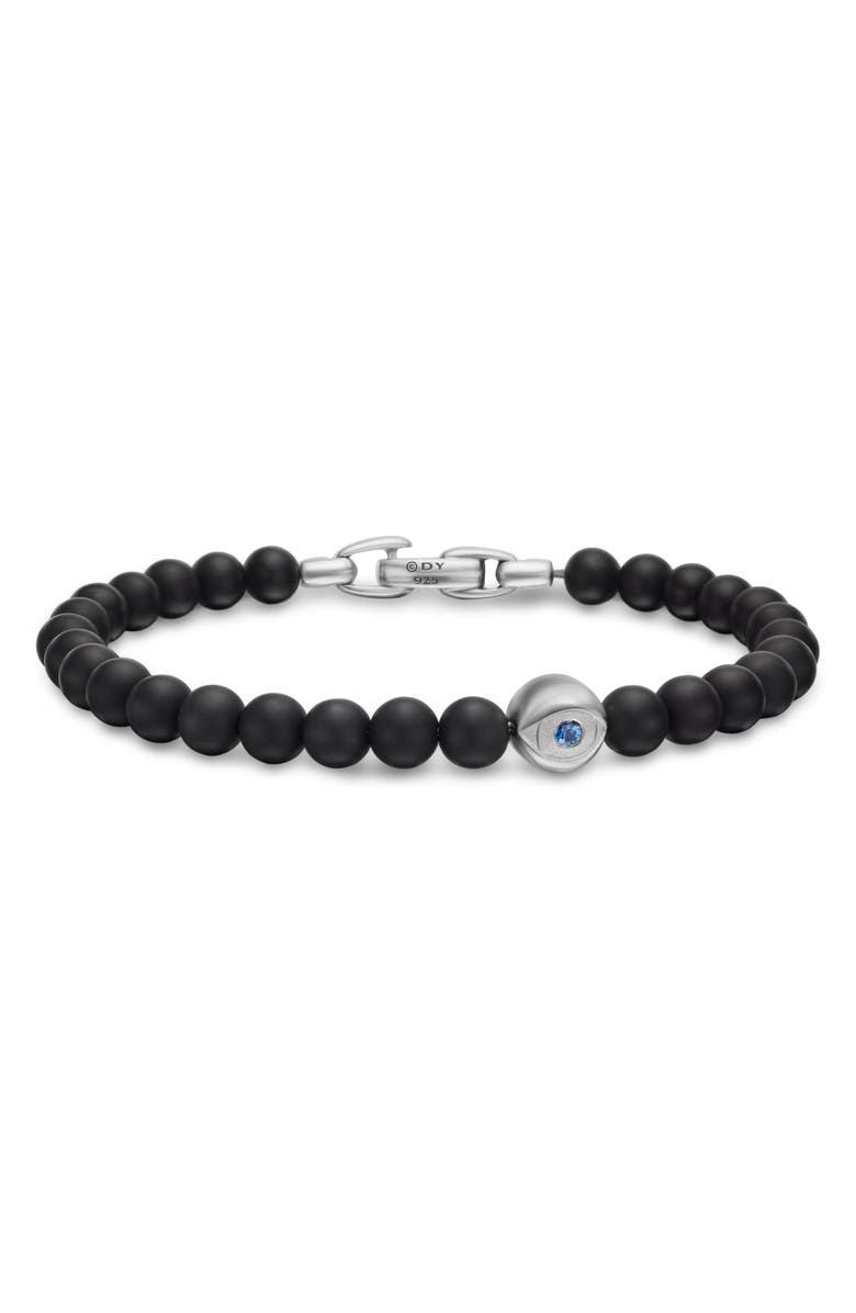 David Yurman Evil Eye Black Onyx & Sapphire Bracelet, Main, color, Sterling Silver